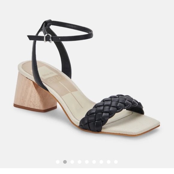 NWT. DOLCE VITA Maren Block Wood Heel Sandals - BLACK - Picture 10 of 16